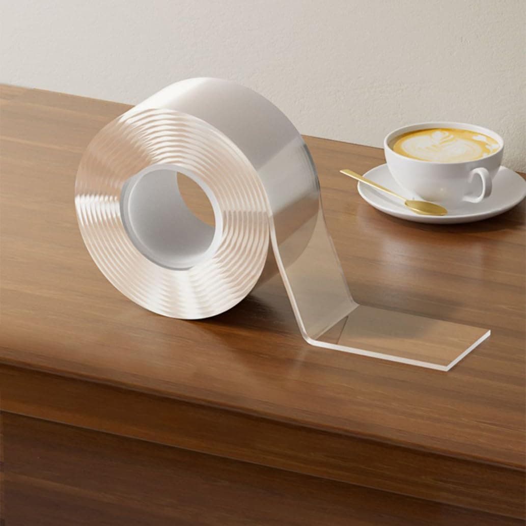 4-Pack Nano Double Sided Tape Heavy Duty, Clear Mounting Adhesive Strips with Small Paper Core, Strong Hold & Residue-Free for Home Decor, Office Organization & DIY Crafts