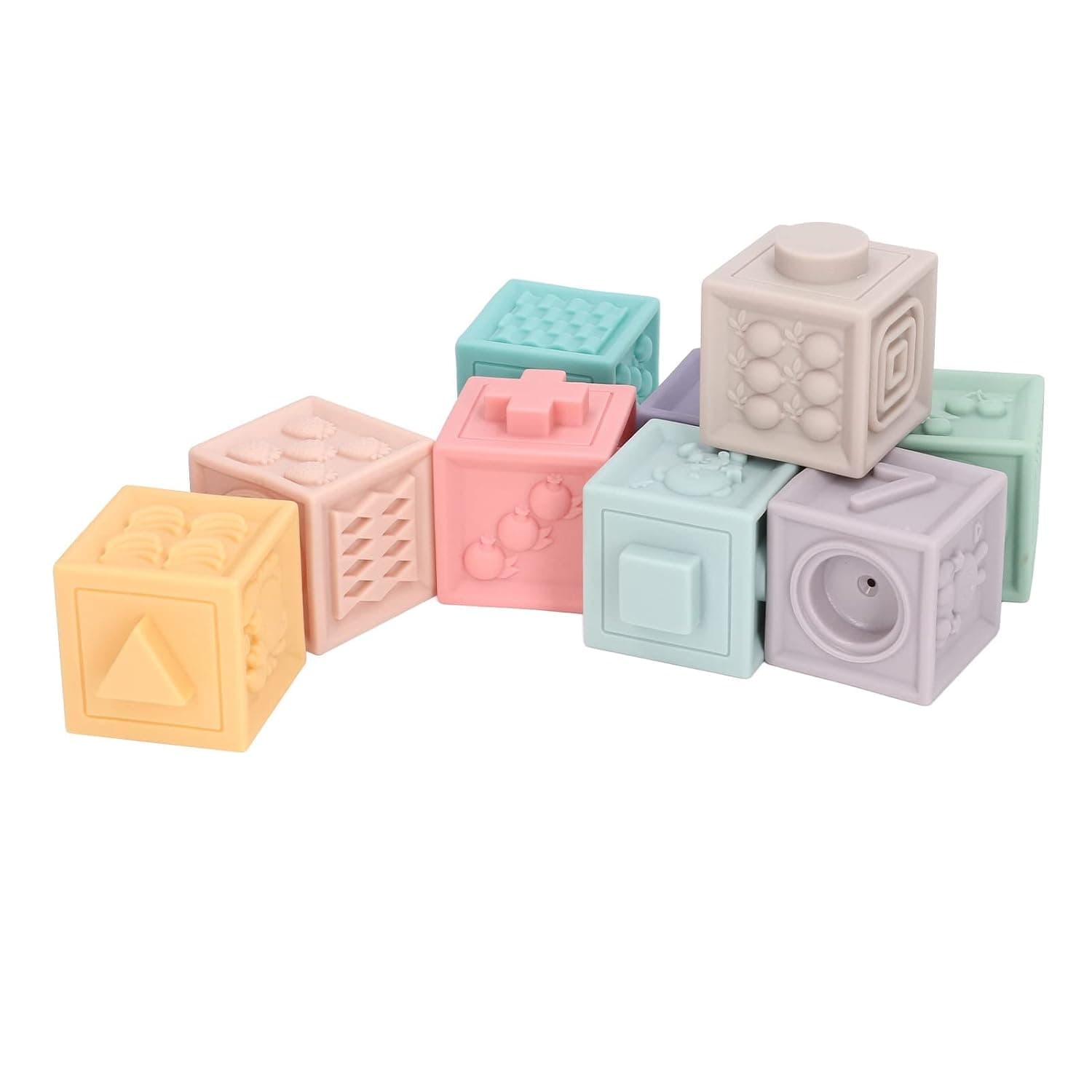 9pcs Soft Baby Blocks Toy for Stacking and Learning with Colorful Textures for Infants Above 6 Months