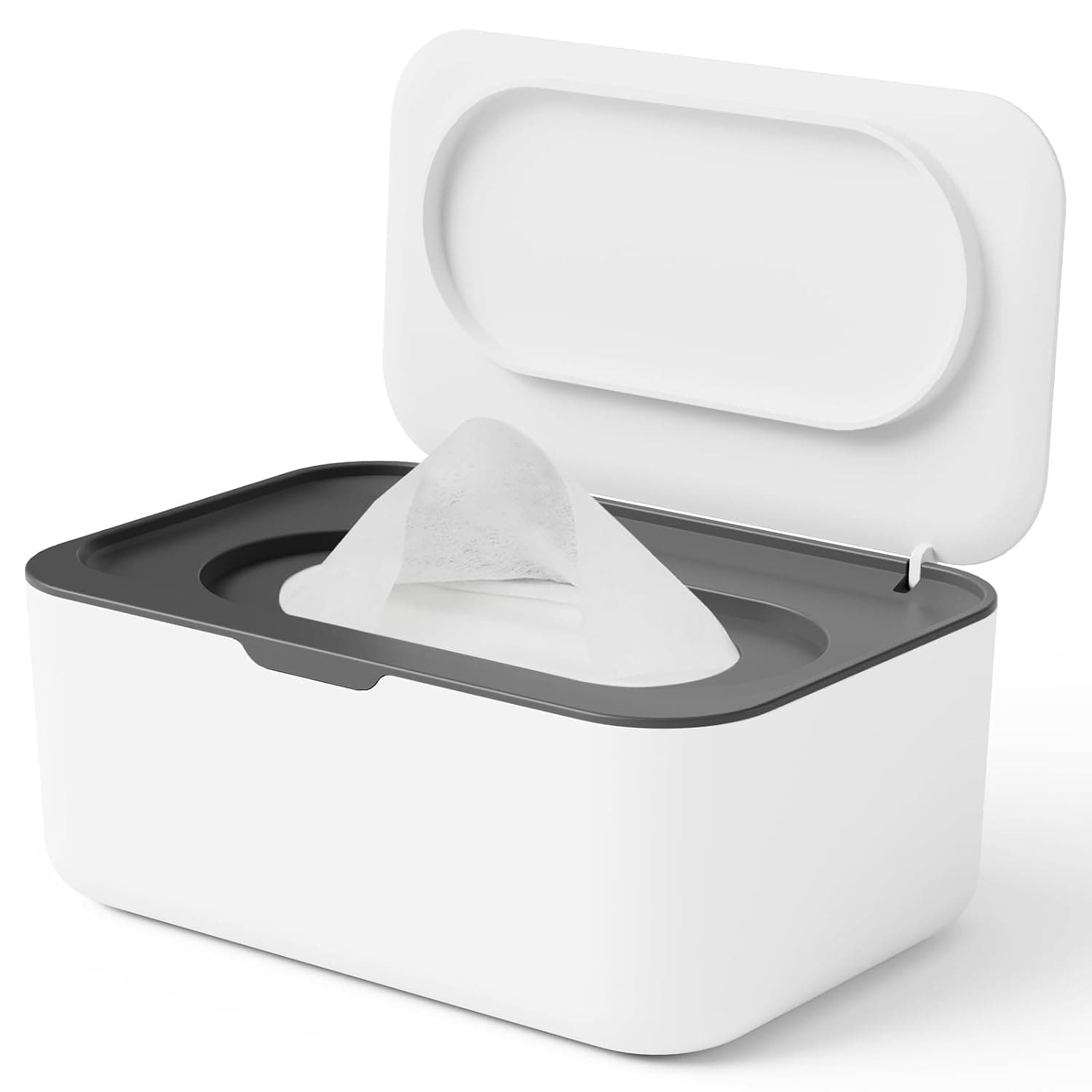 Seposeve Wipes Dispenser, Wipe Holder for Baby & Adult, Refillable Wipe Container, Keeps Wipes Fresh, One-Handed Operation. Non-Slip, Easy Open/Close Wipes Pouch Case, (Grey)