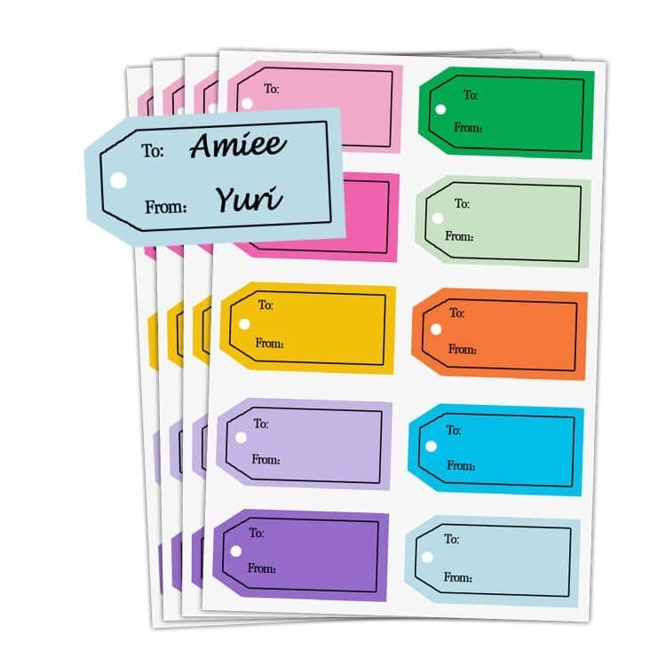 to and from Gift Tag Stickers,2.5x1.2 Inch Bright Colors All Occasions Gift Wrapping Labels for Party Favors Marking,10 Colors,500 Pcs