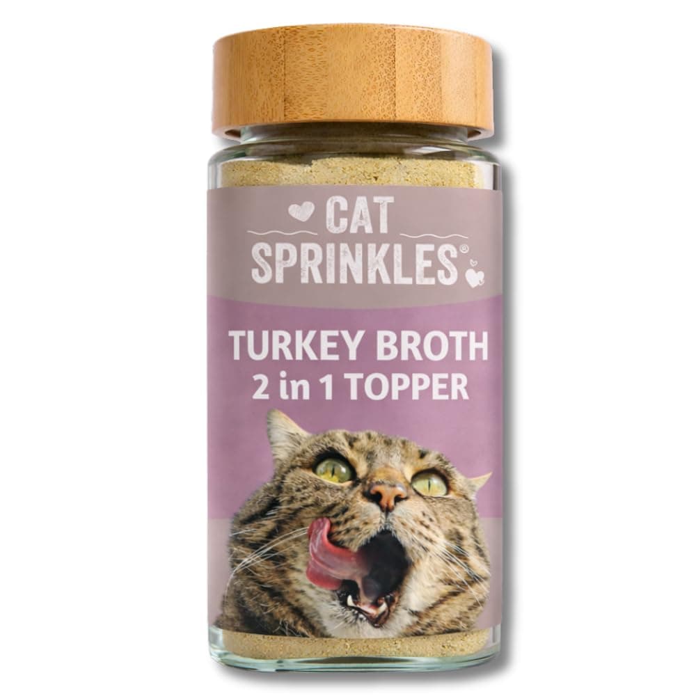 Cat Sprinkles Turkey Broth Food Topper for Cats including Sprinkler