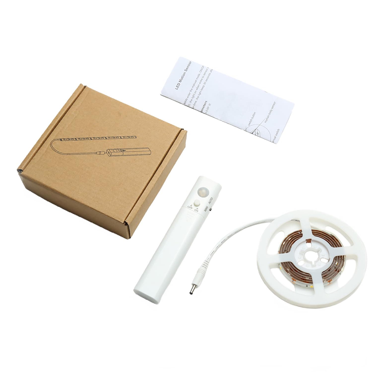 Fawoonu LED Motion Sensor Light Flexible Night Light Strip for WardrobeCabinetCupdStairsUnder Bed 1m2m3m