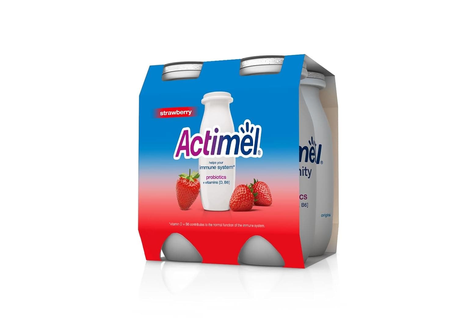 Actimel Strawberry Flavored Low Fat Dairy Drink 4 x 93ml