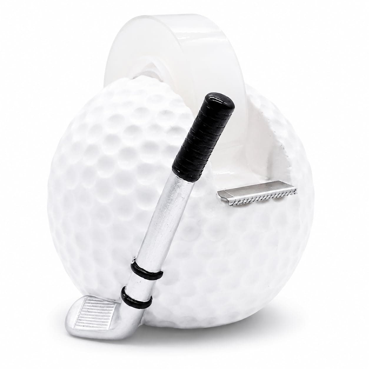 Sports Tape Dispenser, Golf Ball with Club Design, Unique Office Supplies, Fun Gift Wrapping Station Decor, 3.5 Inches