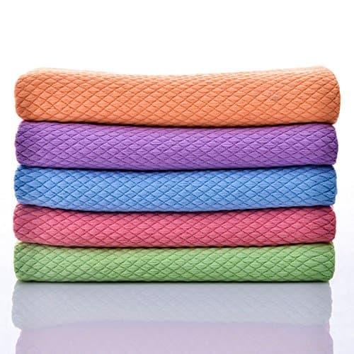 Microfiber Glass Cleaning Cloth, Streak Free Windows & Mirrors, Lint Free Towels, Car Windows Towel, Microfiber Clean Glass and Window, Mirrors, and Stainless Steel (Blue/Green/Yellow/Purple, 6-Pack)