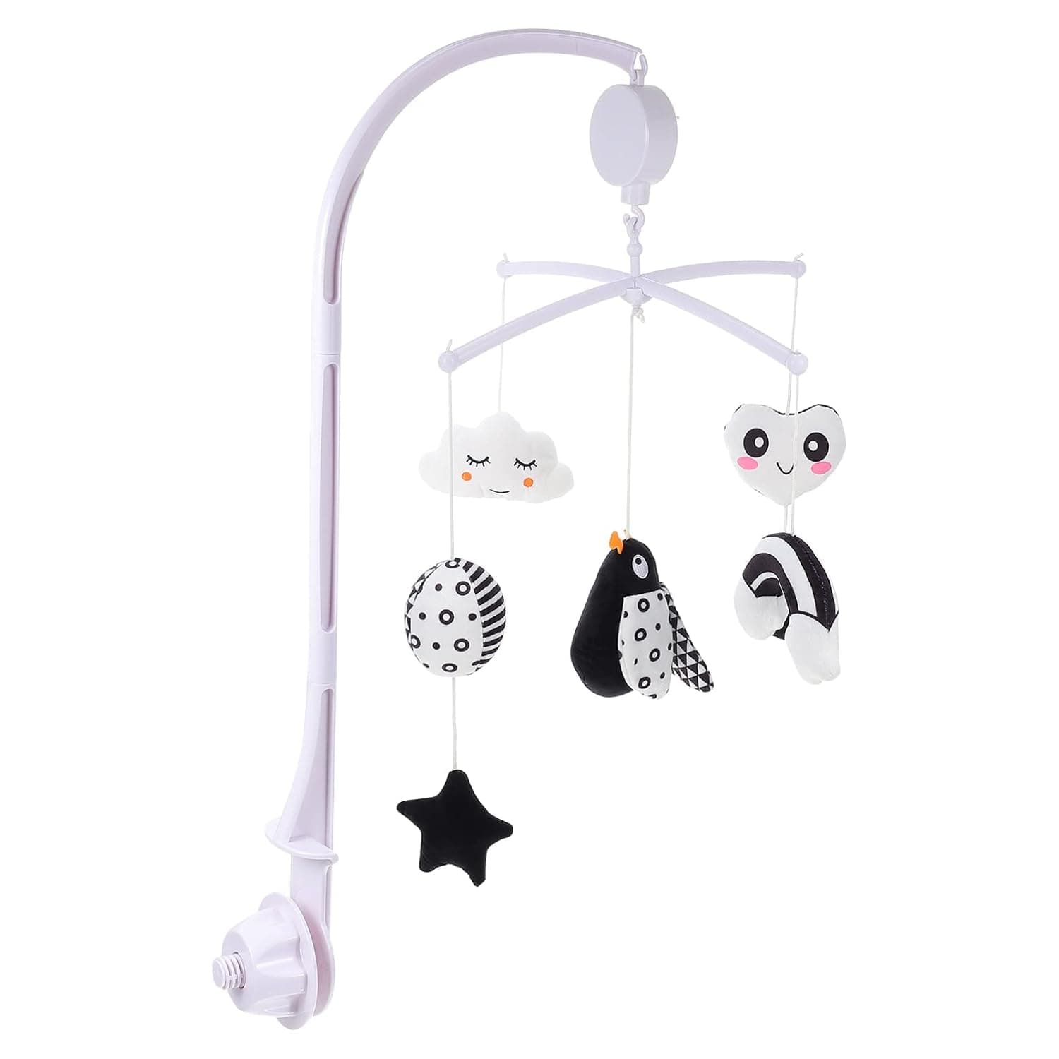 Baby Musical Crib Toys With Rotating Soft Hanging Rattles Educational Wind Chime Toy For Newborn Infant Baby Boy Girl White