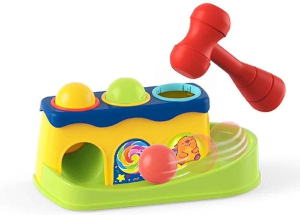 ALBADER Kids Ball Hammer Game, Montessori Pounding Toys with Colorful Balls, Educational Hammering Toy for Toddlers, Fine Motor Skills Development Toy, Safe Plastic Learning Toys for Children