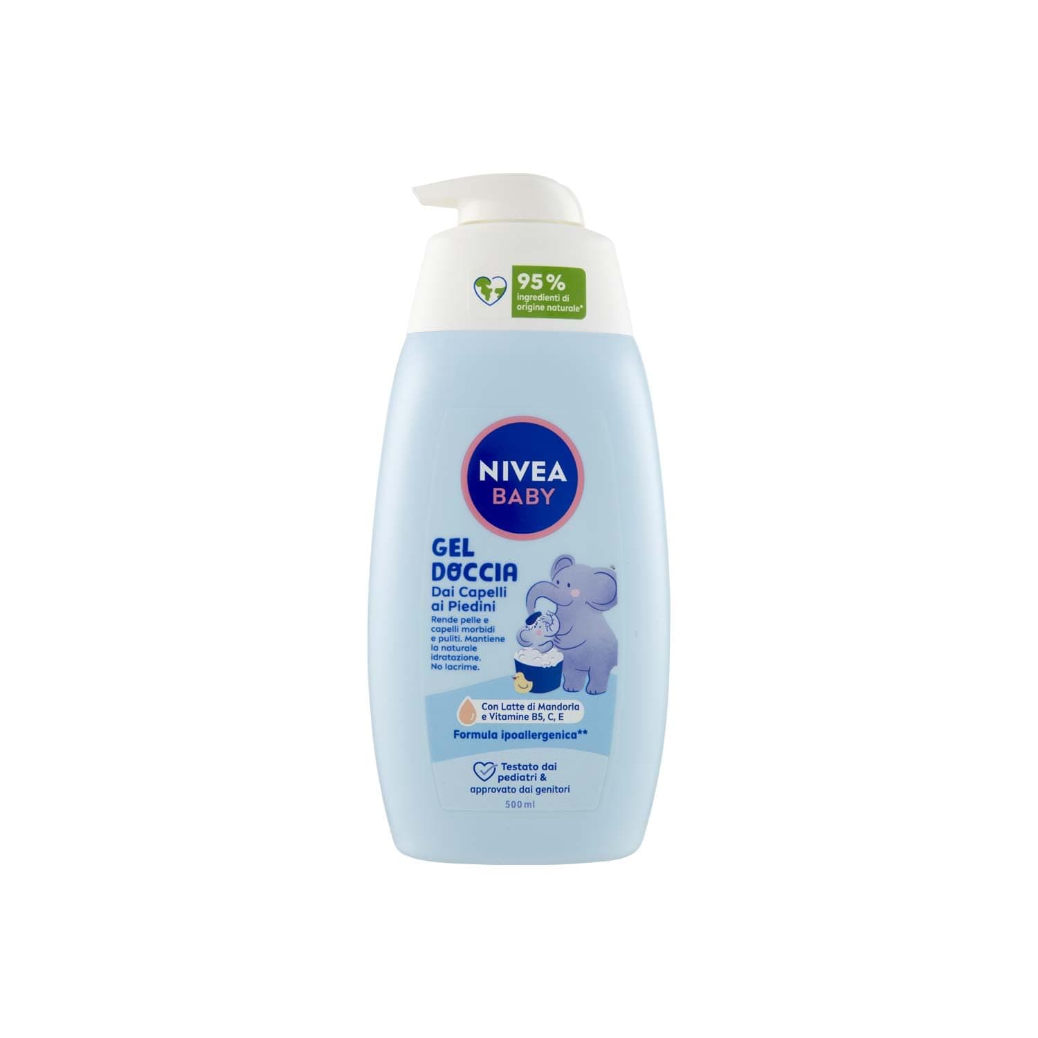 NIVEA Baby Shower Gel from Hair to Feet 500 ml, Children's Body Wash for Soft and Clean Skin and Hair, Newborn Body Wash with No Tears, Moisturizing and Emollient Baby Shampoo