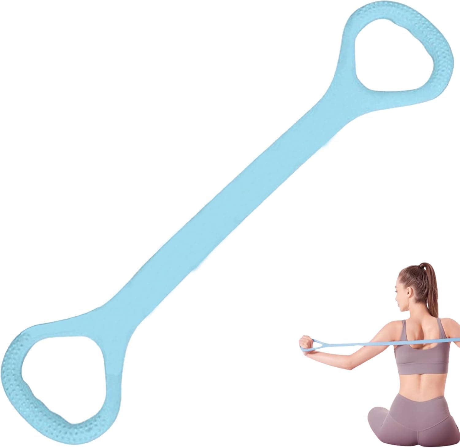 Figure 8 Resistance Band: Fitness Elastic Rope for Arm, Back, Chest & Shoulder Workouts, Elastic Band for Yoga, Pilates, Stretching– Professional Exercise Equipment for Home/Gym Training(Blue)