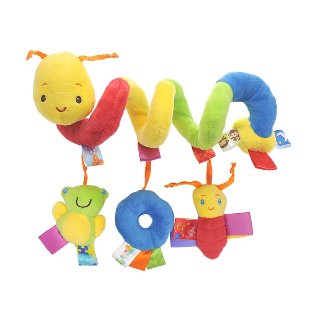 Joleritc Baby Crib Rattles Toys Cartoon Spiral Stroller Toy with Ringing Bell for Infants Babies Car Seat Toys Spiral Plush Toy for Girls Boys