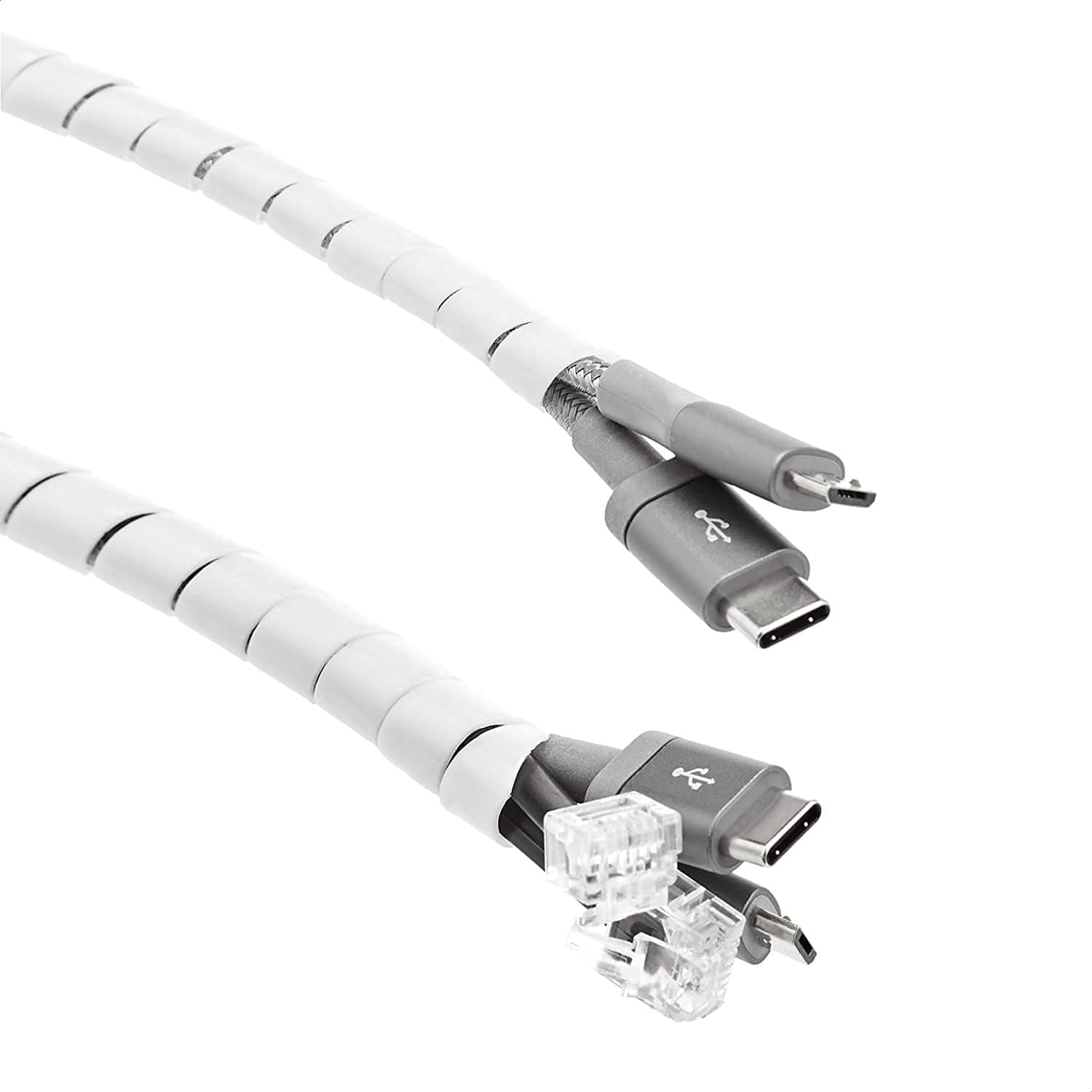 Amazon Basics Cable Tidy Sleeve, Ideal for Cable Management and Protecting Cords From Pets, 10 m - White (Previously Amazon Commercial brand)