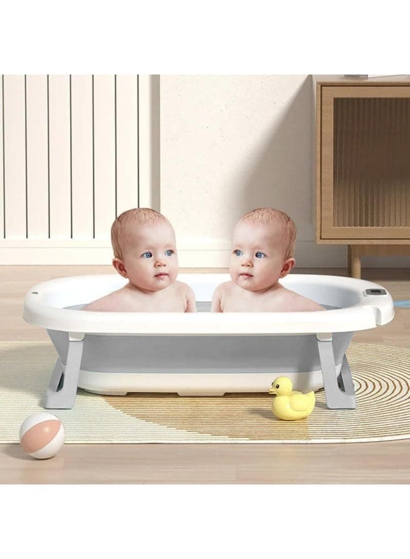 Baby Bath Tub Foldable Portable Soft Baby Bath Tub with Water Stopper Anti-Slip Support Legs