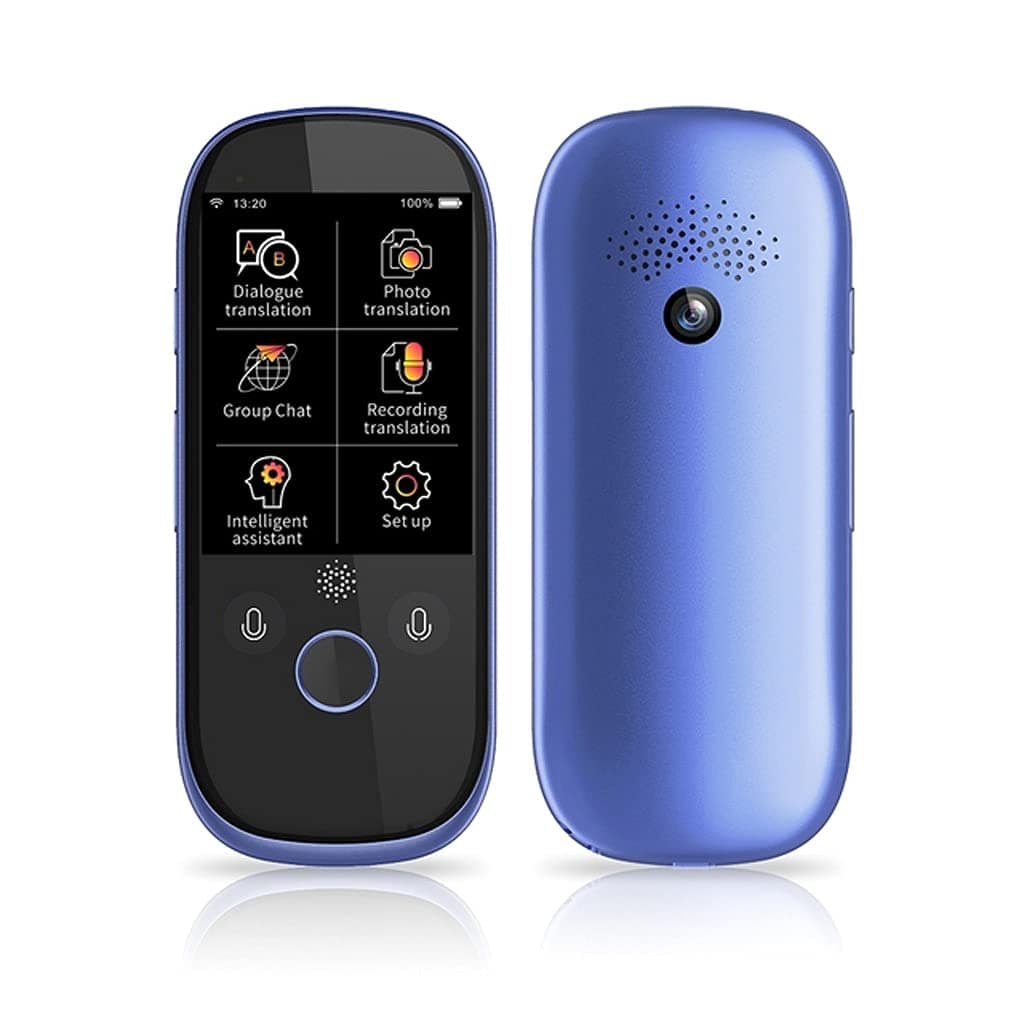 Jiulnn 2.4inch Screen Voice Translator Smart Business Travel AI Translation Machine 512GB+4GB 45 Languages Translator (Color : Blue)