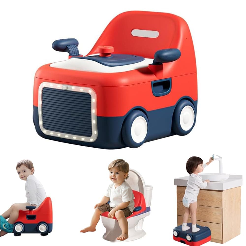 0TO1 Potty Training Seat for Toddler – Portable Baby Potty with Handles, Foot Stool, Night Light, Soft Cushion, for Kids 6 Months to 6 Years, كرسي تدريب مرحاض للأطفال