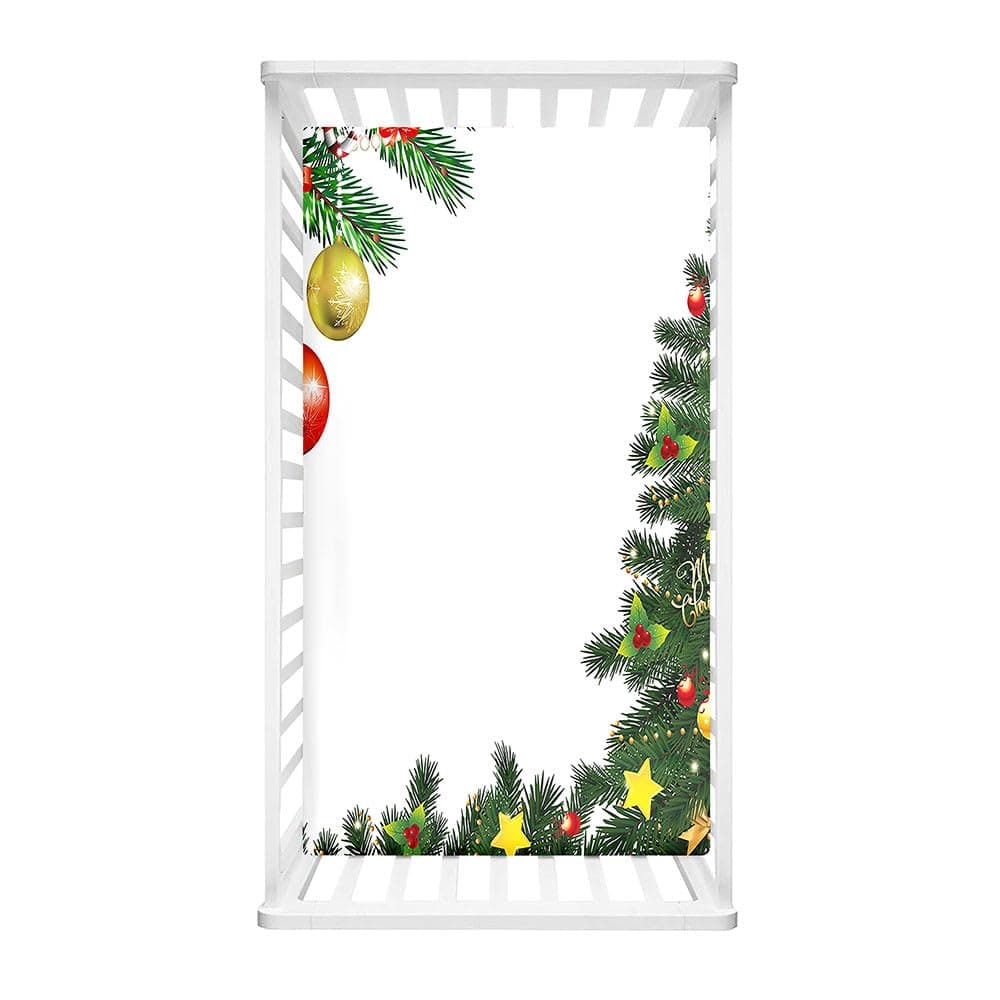 Hiseng 3D Christmas Fitted Sheet for Baby Cot and Children's Bed, Mattress Protector Compatible with Bedside Crib (65 x 95 cm, Christmas 6)