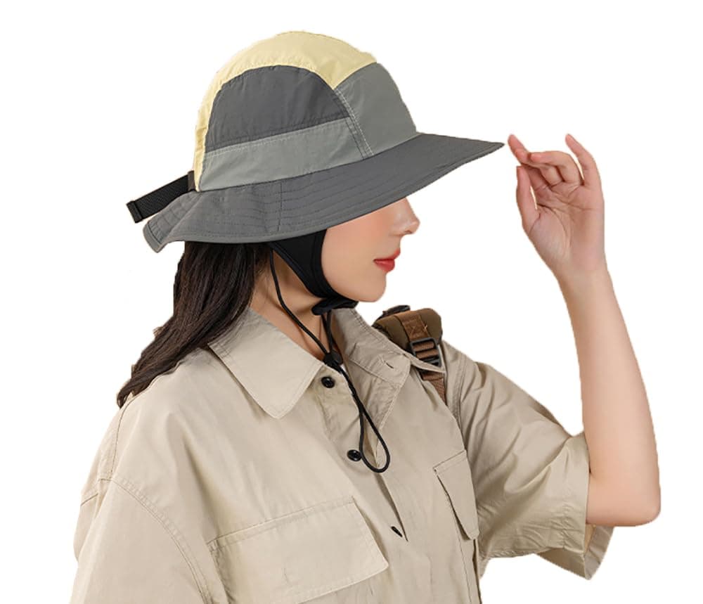 Surf Hat Bucket Sun Hats for Surfing Boating Water-Sports Men and Women-Quick Drying Adjustable Chin Strap Rainproof Summer Sun Hat for Beach Outdoor Hiking Gardening Fishing