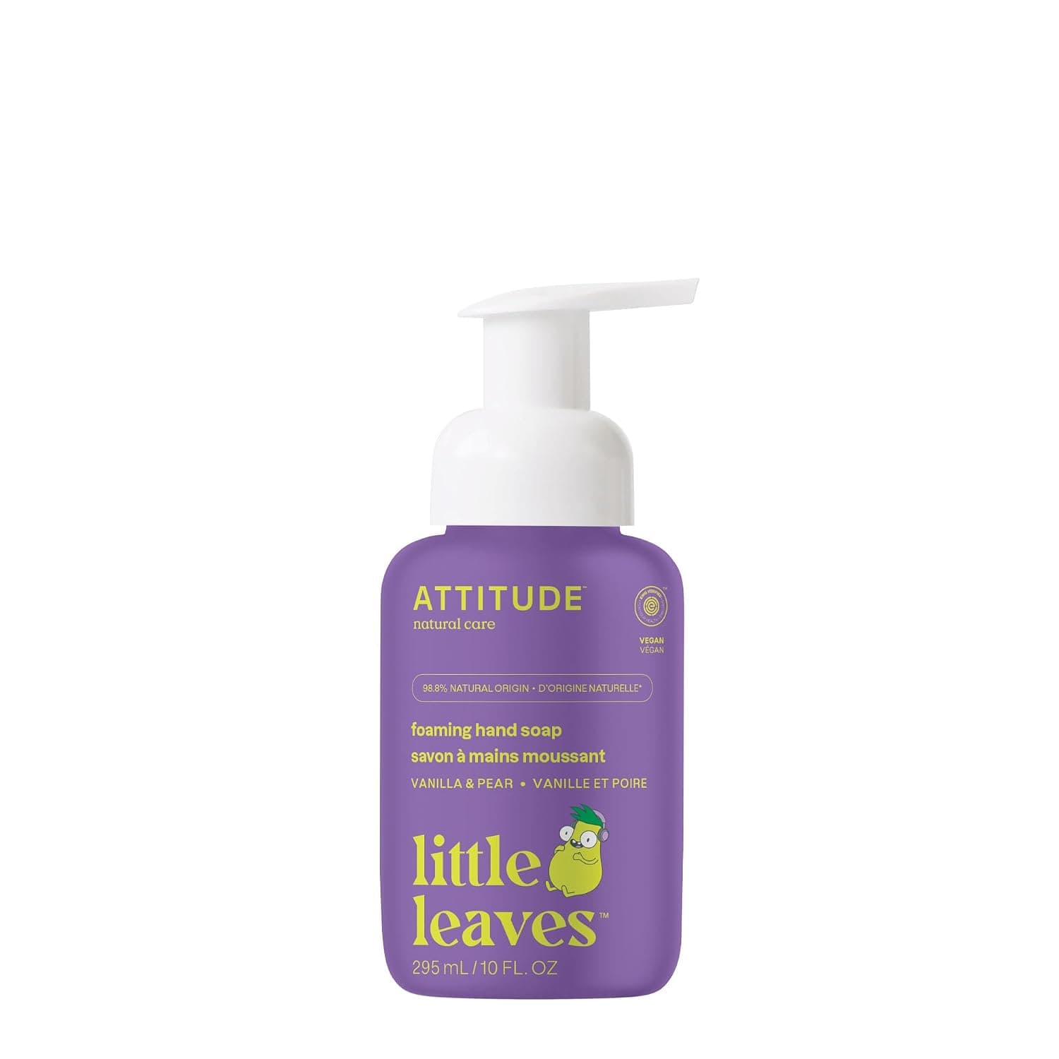 ATTITUDE Foaming Hand Soap for Kids, EWG Verified, Plant- and Mineral-Based, Hypoallergenic, Vegan and Cruelty-Free, Vanilla & Pear, 295 mL