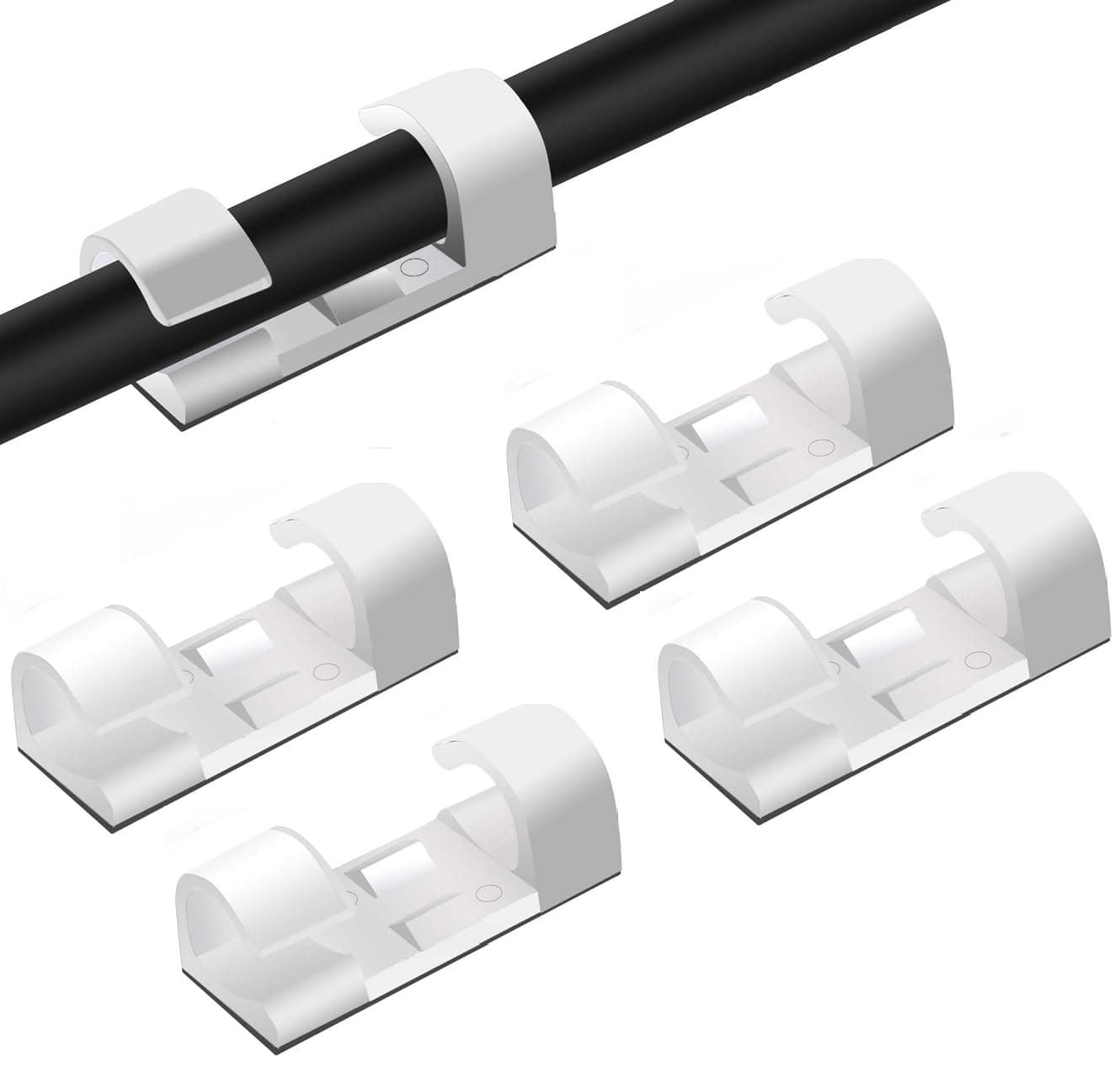 Cable Clips,16PCS Cord Organizer Desktop Wire Holder, Cord Management Sticky Wire Clips Mount, Self-Adhesive Cord Organiser for Home Office Desk Car Wall Clamp Holder (WHITE)