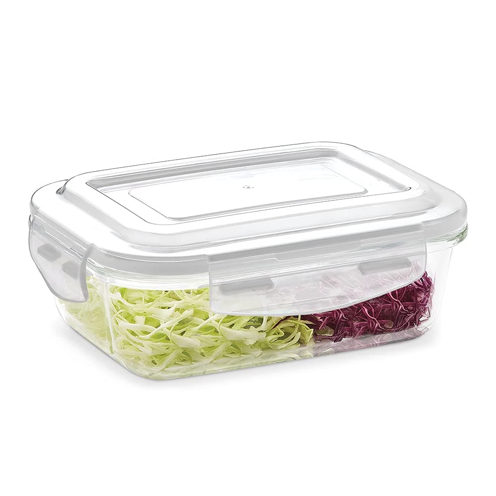 BOROSIL KLIP-N-STORE RECTANGULAR GLASS STORAGE CONTAINER WITH AIR TIGHT LID FOOD STORAGE CONTAINER MICROWAVE SAFE CONTAINER 1.52 LITER
