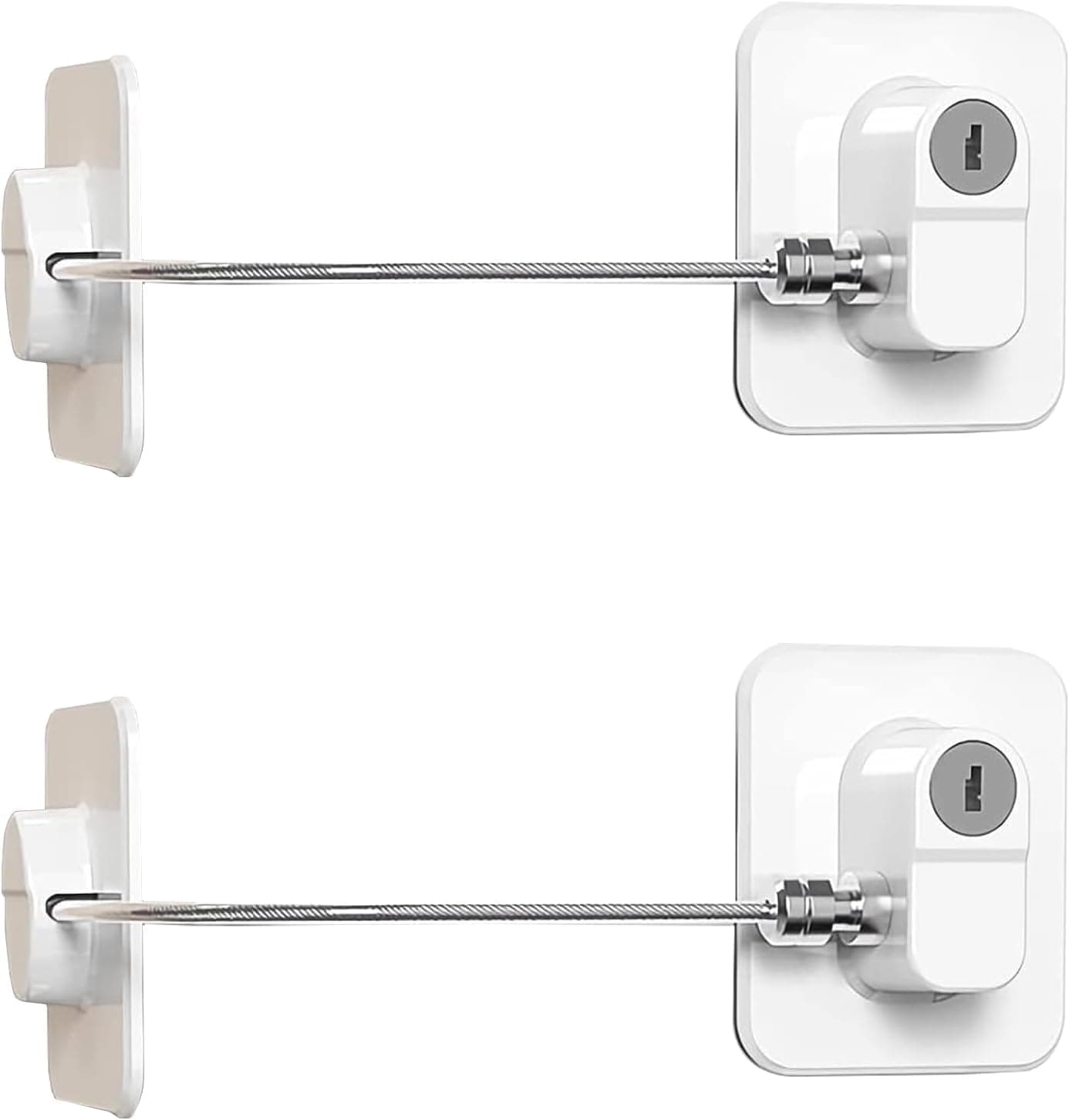 Lonimia 2Pack Refrigerator Lock, Heavy Duty Fridge Lock, Combination Lock for Refrigerator Cabinets, Drawers, Safety Lock, Easy Install No Keys Needed (white)