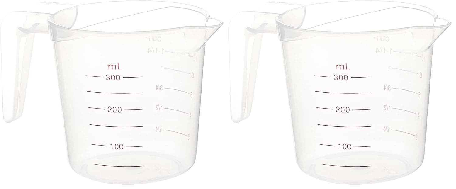 Royalford Measuring Jug BPA Free Cup - Measure Liquid, Oil and Baking Items for Kitchen & Restaurant Purpose Microwave, Freezer Dishwasher Safe Cook with Accuracy White, 300ML, RF5468 (Pack of 2)