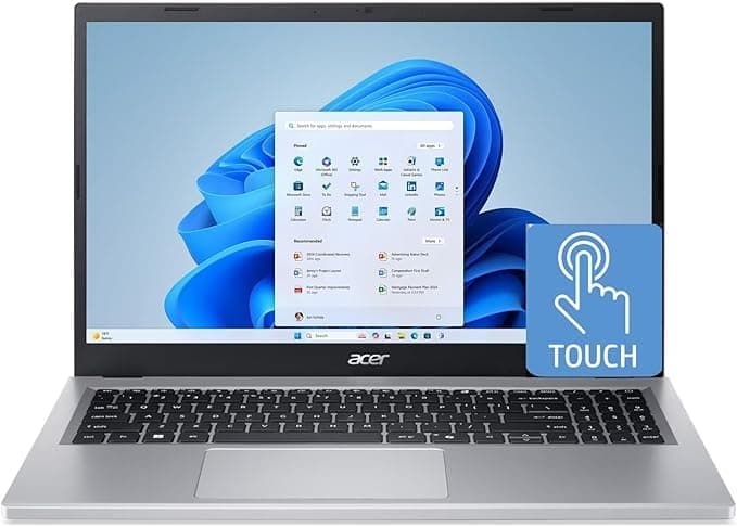 Acer Aspire Go 15.6" Full HD IPS Touch Screen Laptop, AMD Ryzen 5-7520U Quad-Core Processor | 8GB LPDDR5 | 512GB NVMe SSD | Wi-Fi 6, Win 11 Home, Silver