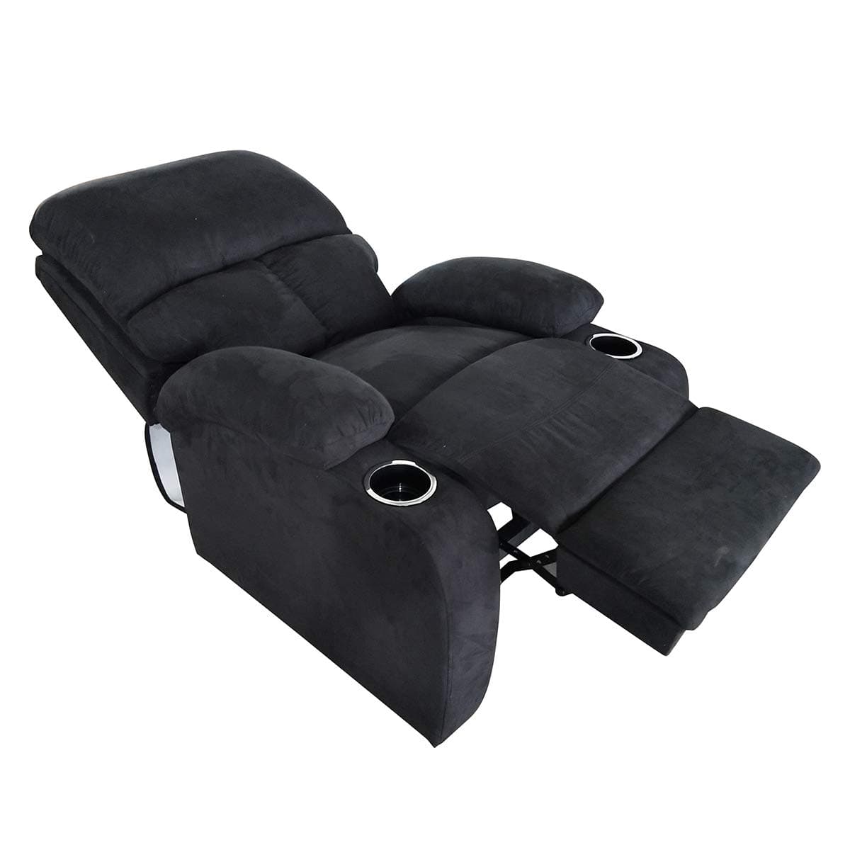 In House | Velvet Upholstered Classic Recliner Chair - NZ70 - Black