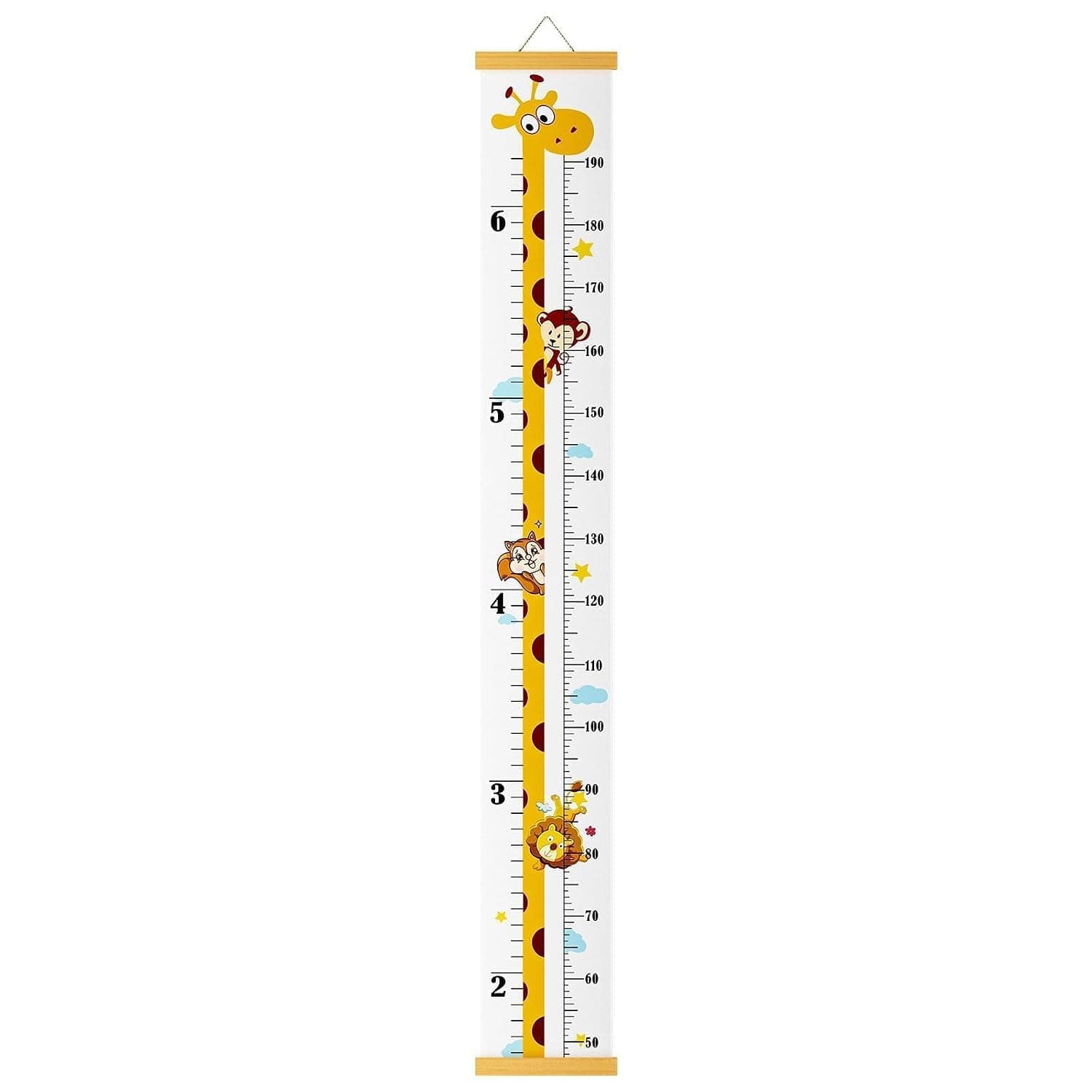 Baby Height Growth Chart, Waterproof Canvas Ruler with Giraffe Patterns, Wall Hanging Measuring Chart for Kids, Baby, Toddler, Boys and Girls, Nursery Room or Bathroom Decor