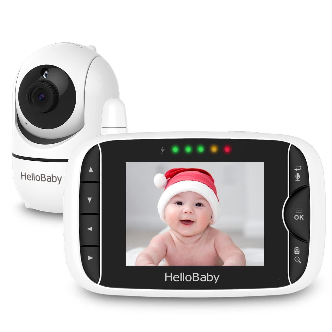 HelloBaby 3.2" Baby Monitor with Camera and Audio, No WiFi, Night Vision | ECO Mode, Remote Pan-Tilt-Zoom Camera, 2-Way Talk, 8 Lullabies, Room Temperature Monitoring with Alert, 1000ft Range