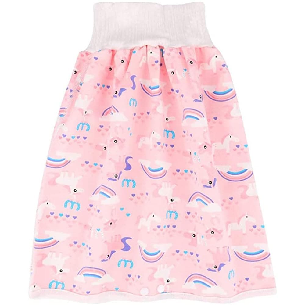 X spring Diaper Skirt Short, 2 in 1 for Kids Diaper Skirt Potty Training for Toddlers, Anti Bed-Wetting Washable Reusable Cotton Waterproof Bed Clothes, for 0-4 Year Old Baby Girls Boys