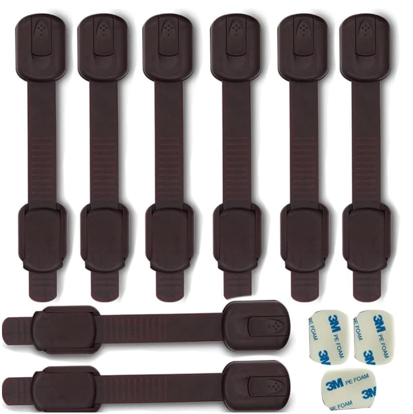 Child Proof Baby Safety Lock Cabinet Cupboard Drawer Toddler Proofing (Brown Baby Proof Child Safety Lock)8Pcs