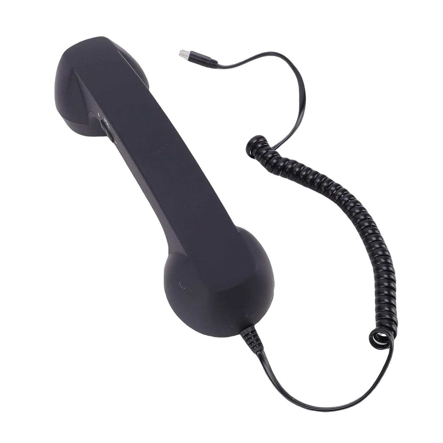 SIXRUN Retro Phone Handset, Ergonomic Type C Wired Telephone Receiver with Volume Control and HiFi Speaker for Cellphone Video Call Conference (Black)