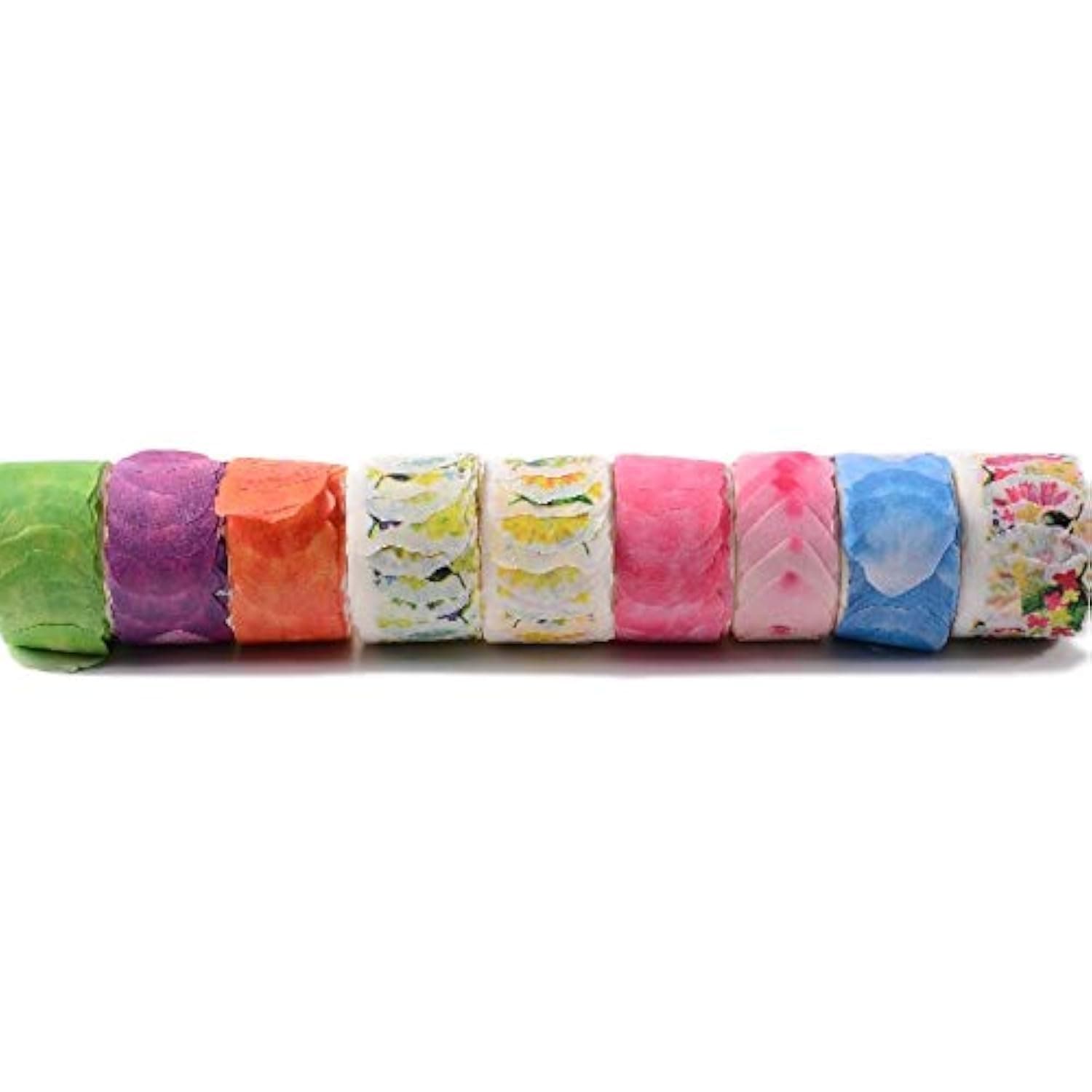 9 Rolls 80 Petals Washi Tapes Flower Pattern Adhesive Tape Set for Scrapbooking, DIY Crafts and Gift Wrapping Office Party Supplies