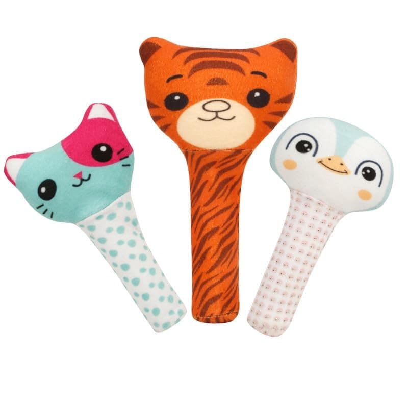 Little Ginnie Soft Rattle Toys (Set of 3) - Multicolor Plush Dolls for Newborn Baby 3+ Months