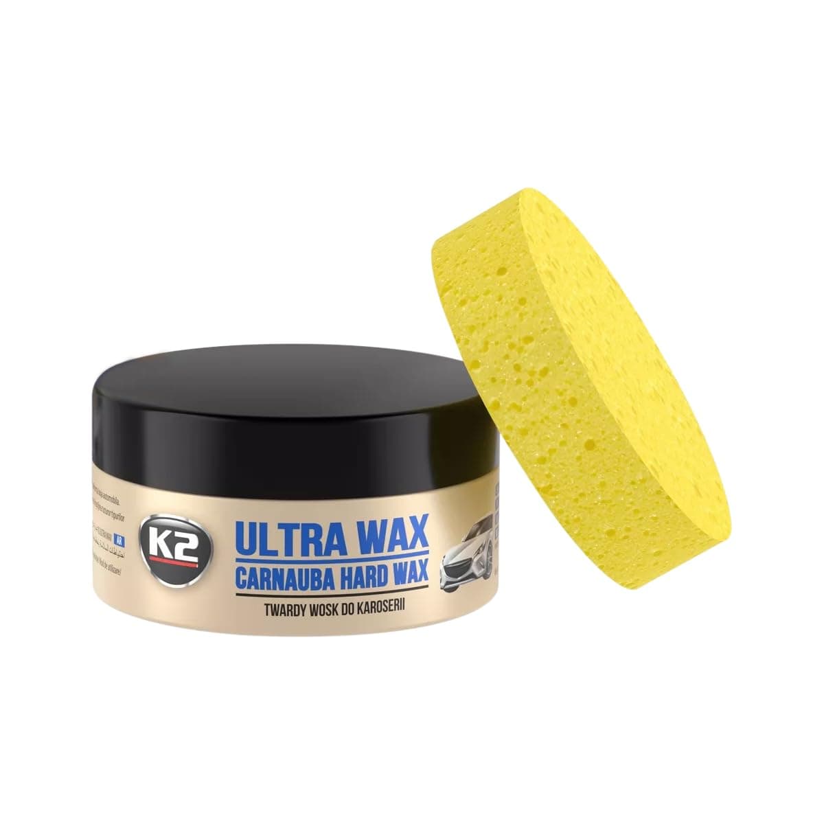 K2 Ultra Wax Carnauba Hard Wax - Superior Car Polish, High Gloss Finish, UV Protection, Water Beading, Long-Lasting Shield for All Paint Types - 250gm