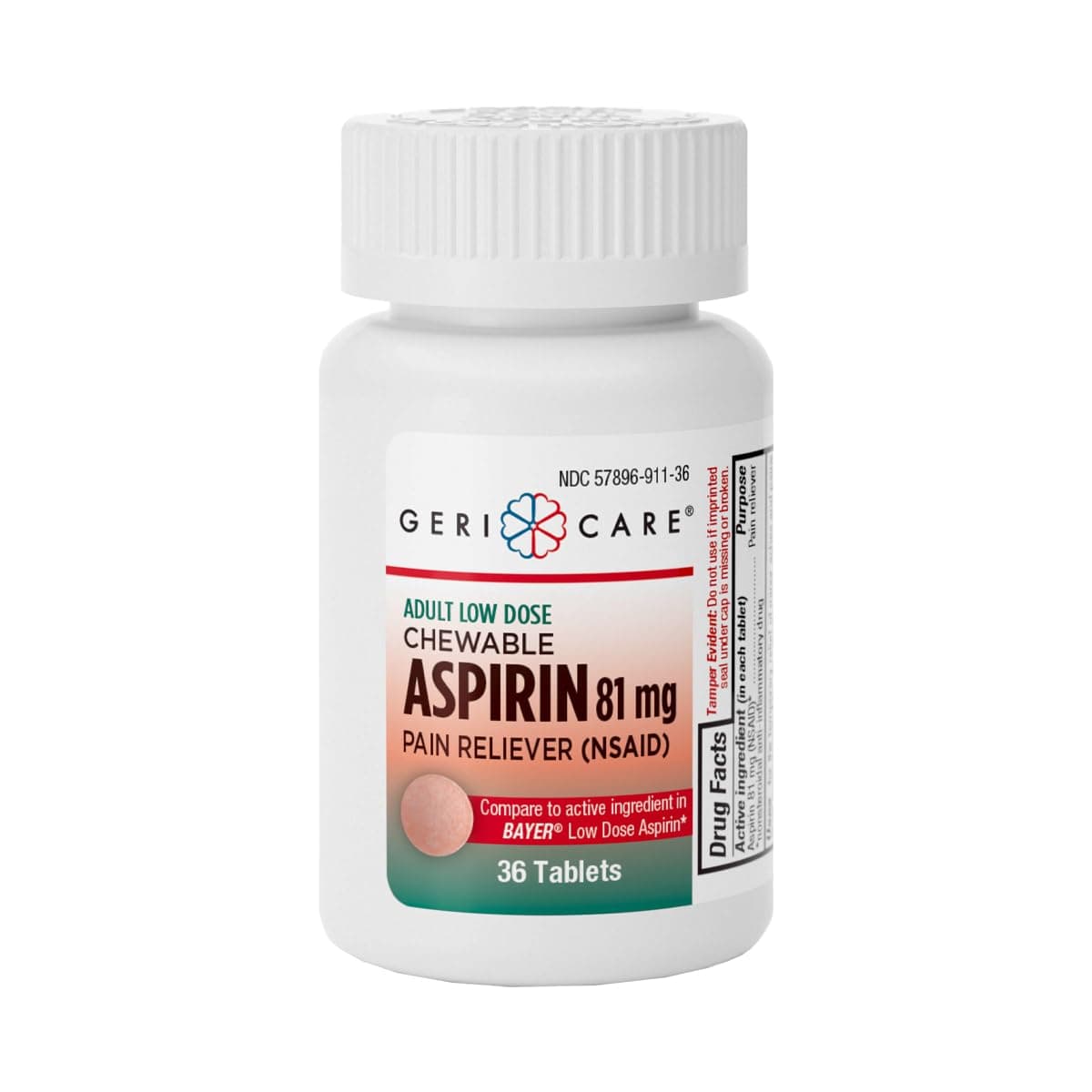 GeriCare Aspirin Adult Chewable 81 mg Tablets 36 ct