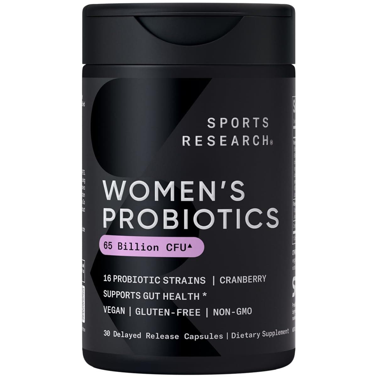 Sports Research® Women's Probiotics 65 Billion CFU w/Prebiotics, 30 Count | Gut Health & Digestive Support, Probiotics for Women w/ Cranberry, Vegan Certified, Non-GMO, Gluten-Free, 30 Servings
