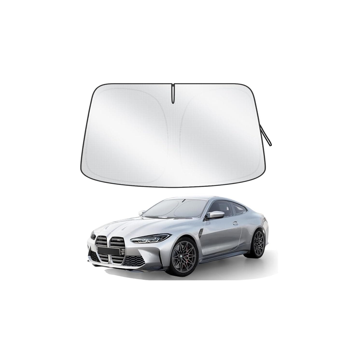 Car Windshield Sun Shade, 300T Thickened Car Window Shades Heat Reflective Interior Cool, Universal Fit for Most Cars SUVs Trucks, Foldable & Portable Design (M (55" × 27"))