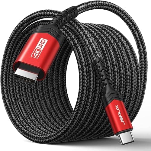 JSAUX USB C to HDMI Cable 3M | 4K@60Hz USB 3.1 Type-C to HDMI 2.0 Cord for Home Office, Thunderbolt 3/4 Compatible with MacBook Pro/Air, iPhone 17/Air/Pro Max/16, Galaxy S8 to S24, iPad Pro, iMac-Red