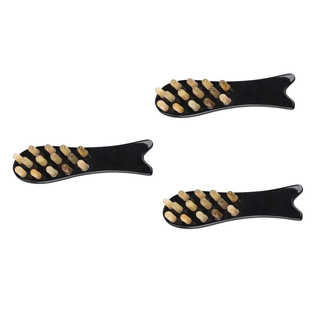 Healeved 3pcs Fish-Shaped Natural Horn Massage Comb for Scalp Smoothing Multi-Functional Hair Tool for Relaxation and Relief for Home Use and Go