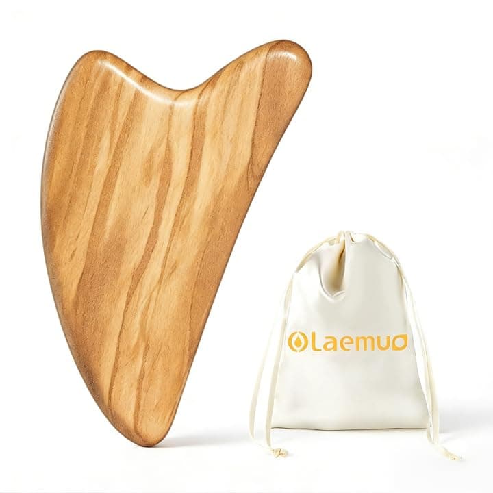 Gua Sha Facial Tool, Face Massager for Lymphatic Drainage | Natural Olive Wood | Jawline Sculpting & Puffiness Reducing | Face & Body Use| Gentle Skin Care Gifts for Men Women