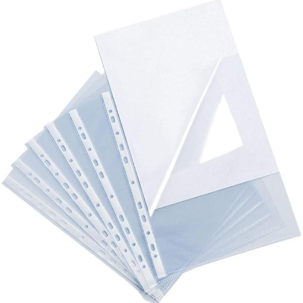 ECVV 100 PCS Plastic Punched, A4 Transparent file, Clear Plastic Folder, Micro Protector Best For Office or School work