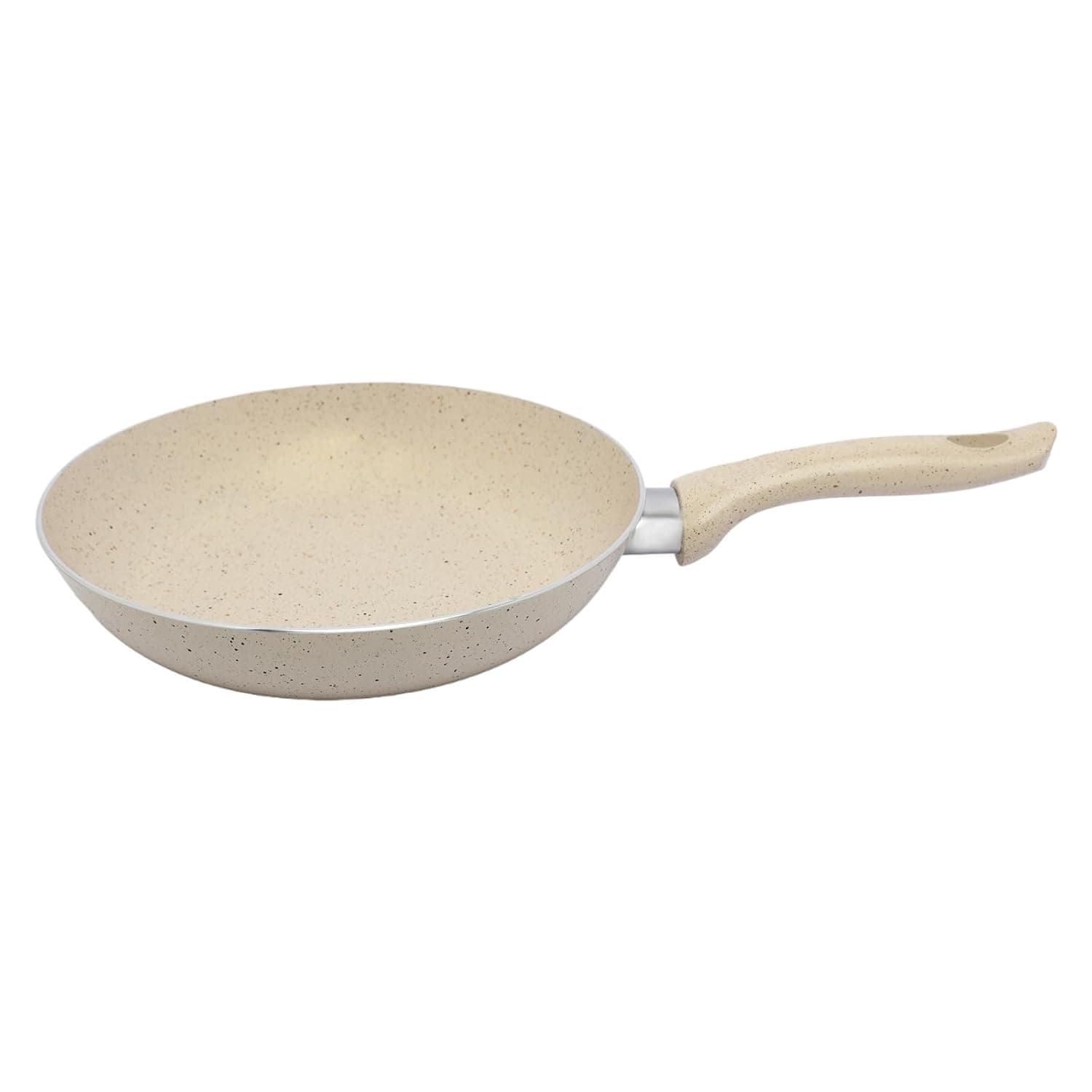Bister Granite Frying Pan Without Lid, Flat Bottom Suitable for Induction Cooker Halogon Oven and Gas Stove, Beige, 22cm