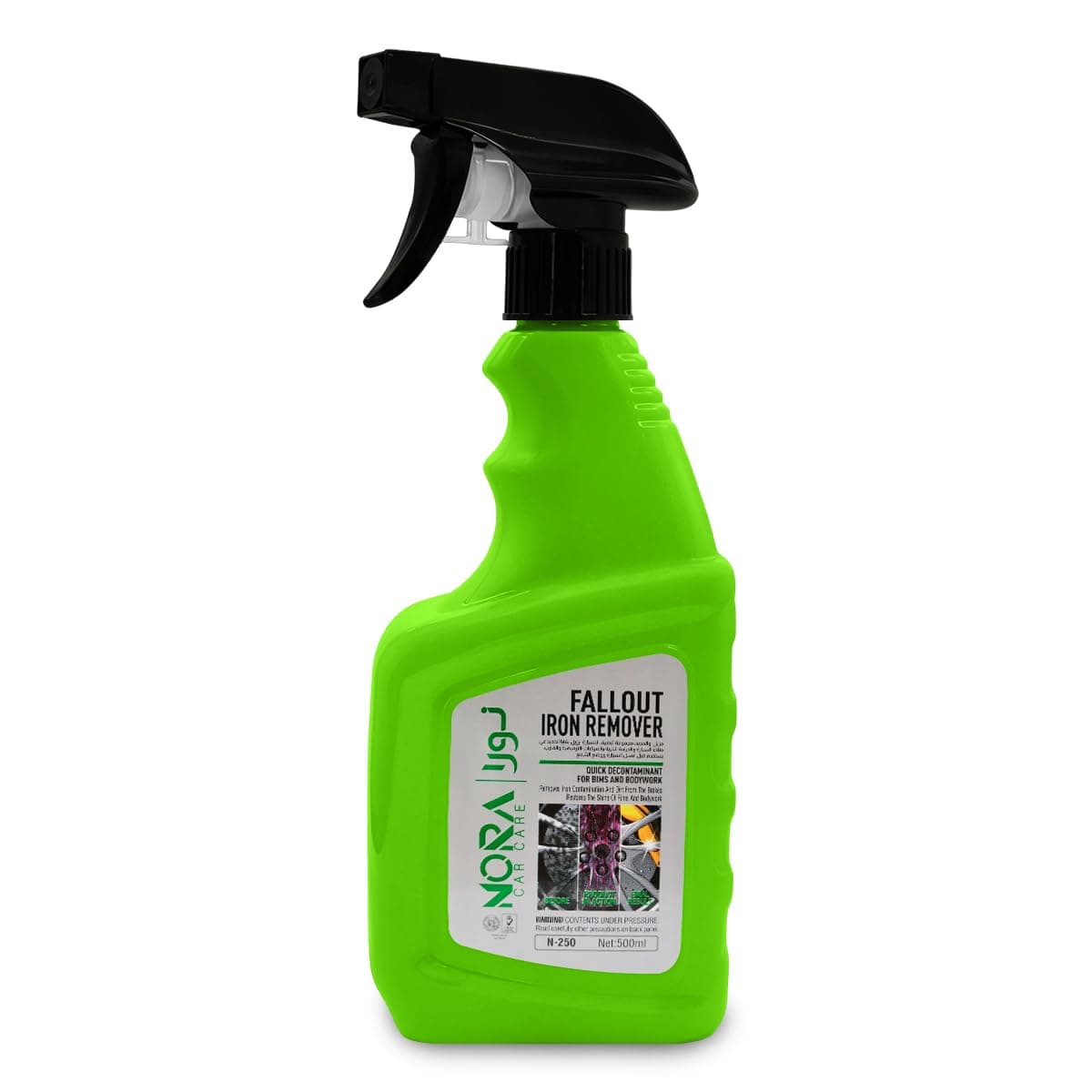 NORA Car Care Fallout Iron Remover,Fall-Out Fast Chemical Decontamination Wheel Cleaner Spray, Effective Iron Contaminant Removal, Color-Changing Formula- 500ml (N-2500