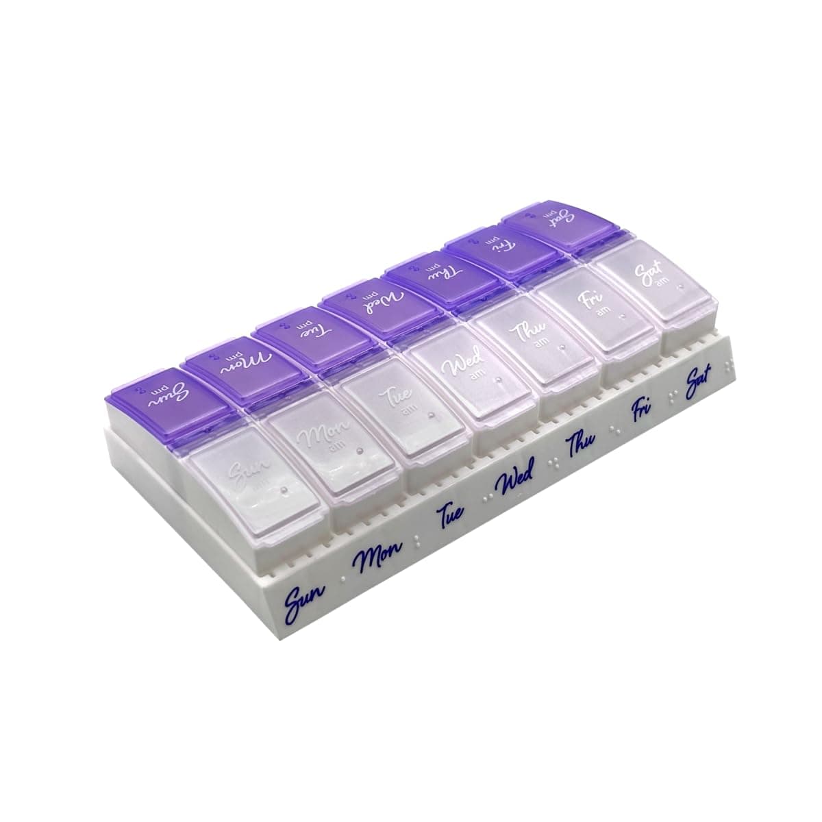 Ezy Dose Weekly (7-Day) Pill Case, Medicine Planner, Vitamin Organizer, 2 Times a Day AM/PM, Small Pop-out Compartments, Arthritis Friendly, Easy to Use, Pearlescent and Lavender Lids, BPA Free | Daily Vitamin & Supplement Medicine Case, Compact Pop-Out Compartments, 2 Times a Day Pill Holder, Travel-Friendly, BPA-Free