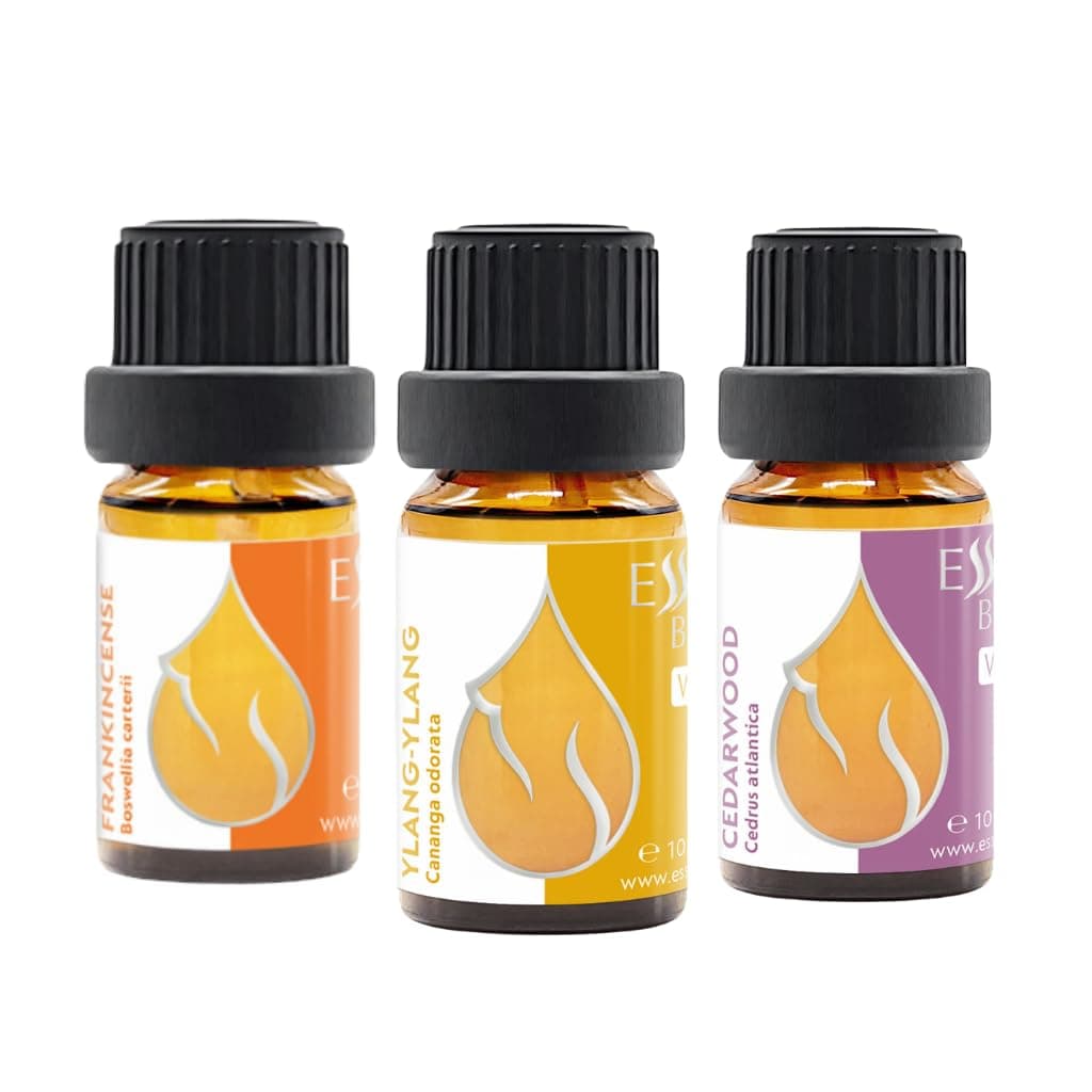 Set "Evening Meditation" Organic Essential Oils | Frankincense (5ml) + Ylang Ylang (10ml) + Cedarwood (10ml) | 100% Pure and Natural | Undiluted | Therapeutic Grade | Non-GMO | 3 pcs