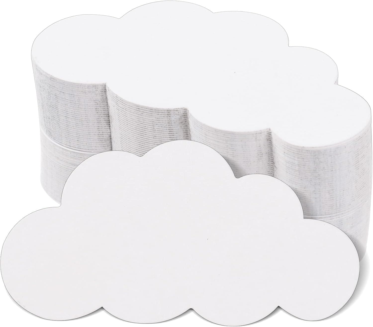 Joyzzz White Cloud Cutouts, 200 PCS 4 Inch Paper Shapes for DIY Craft School Kids Projects, Double Sided Cardboard Surface for Classroom Bulletin Board Party Wall Decorations, Teacher Supplies