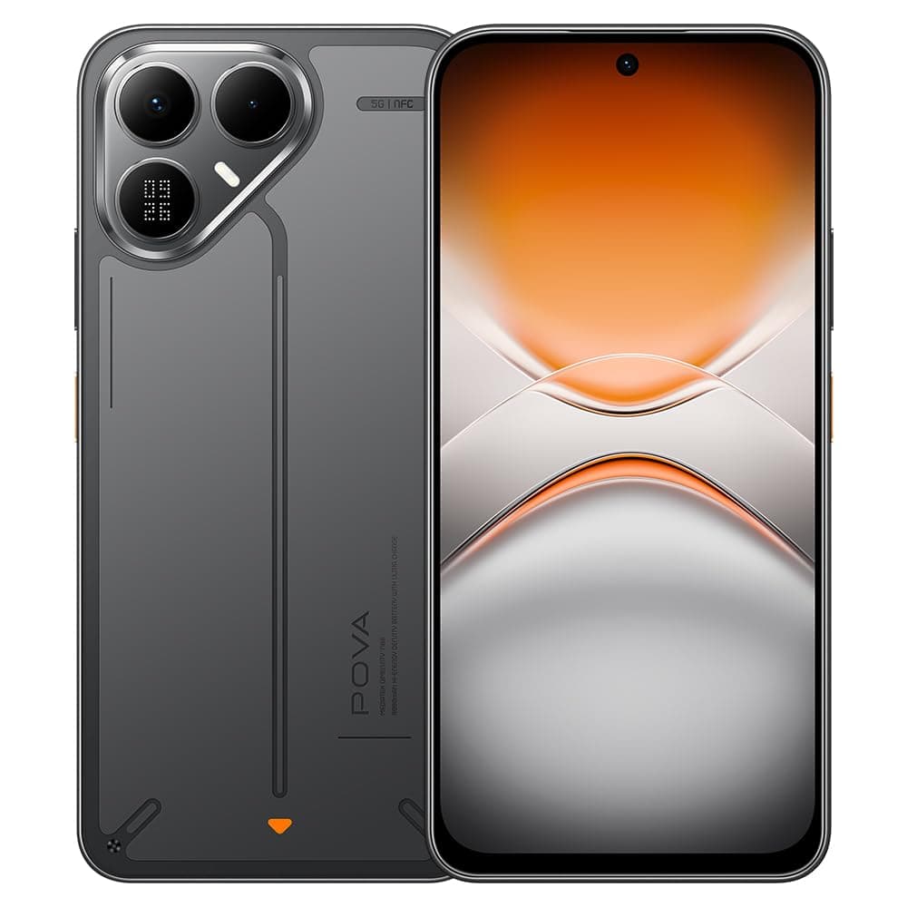 TECNO Pova 8 5G Smartphone, 8GB RAM + 256GB ROM, 6.76" + 144Hz Eye-Care Display, NFC, 50MP AF + Alive Matrix Display, Dimensity 7100 5G, 8000mAh Battery, 45W - Graphite Black
