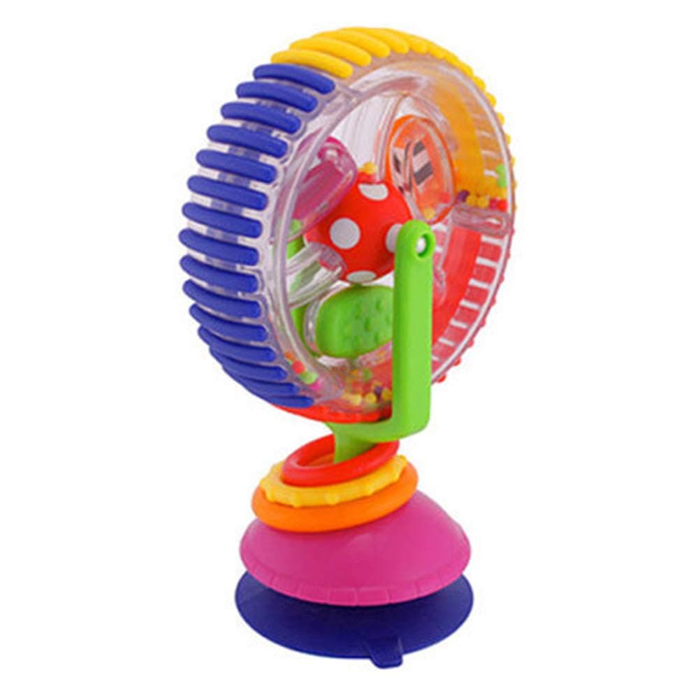Colorful Rotating Ferris Wheel Toy, Stimulating Ferris Wheel for Babies, Colorful Beads, Spinning, Suction Cup Base, Baby Stroller Early Education Toy for Fine Motor Skills ()
