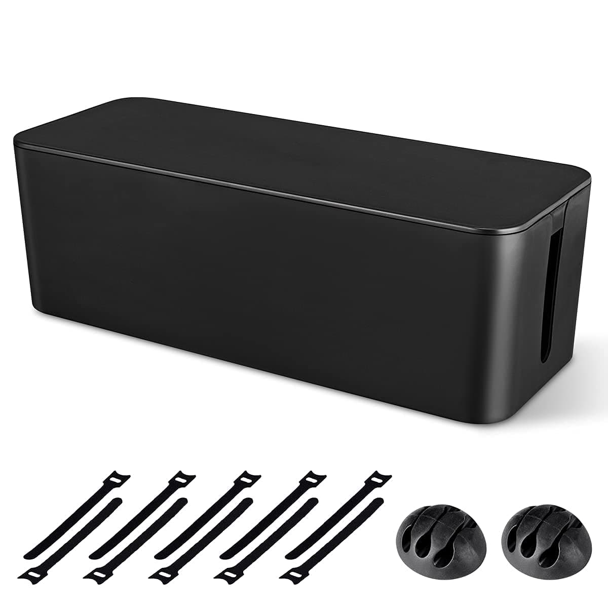 Cable Management Box,Large Cord Organizer BoxCord Hider Box to Hide Surge Protector Cover on Desk or Floor for Home & Office(Black)